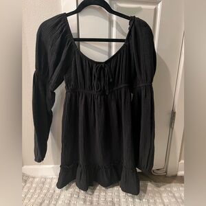 Long Sleeve Mini Black Women's Dress